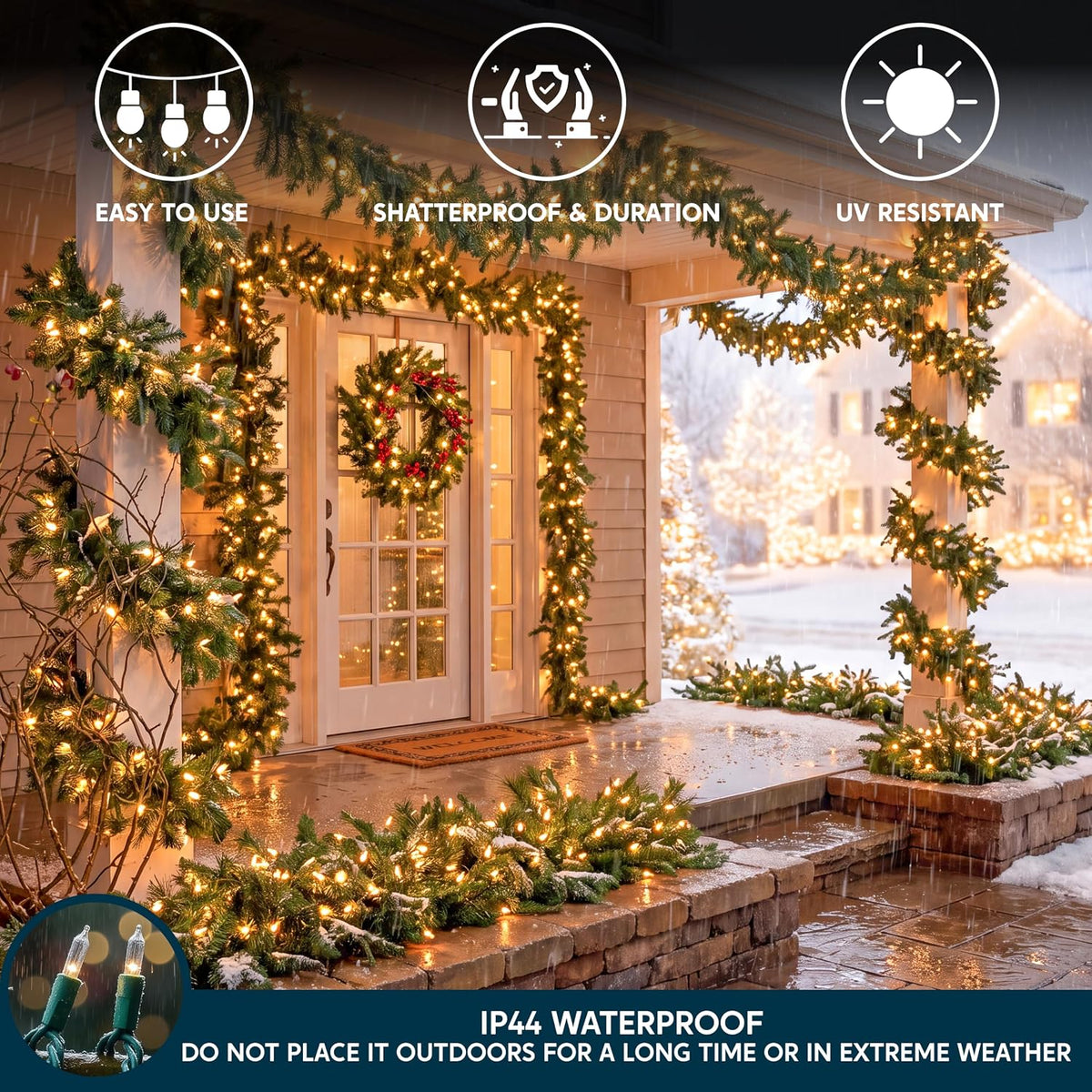 Joiedomi Guirnalda de luces de Navidad transparentes para interiore...