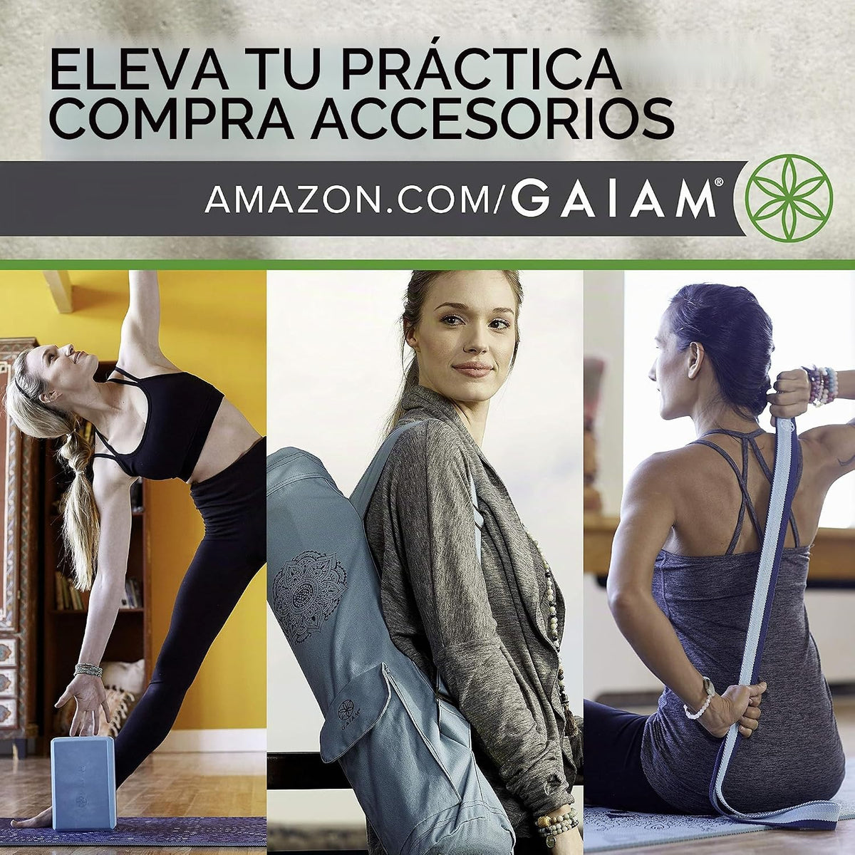 Gaiam - Tapete de yoga con estampado, antideslizante para ejercicio...