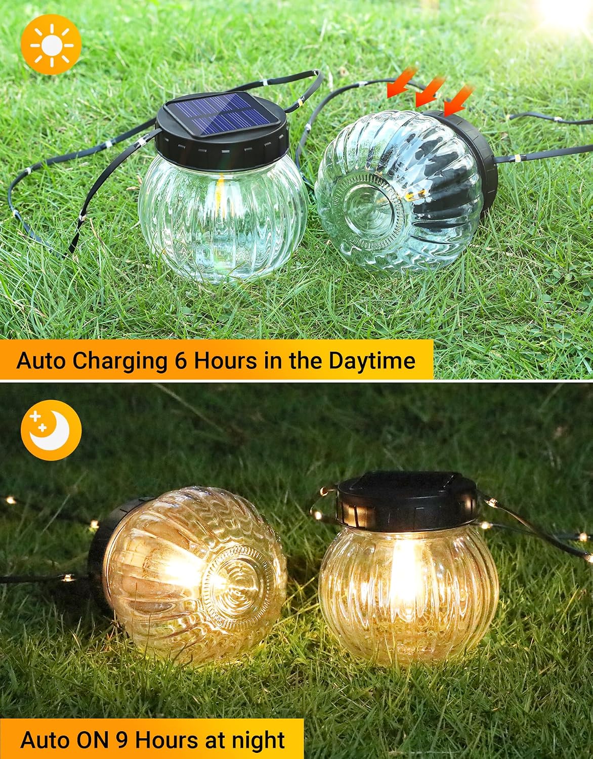 PARTPHONER Luces solares impermeables para exteriores, paquete de 1...