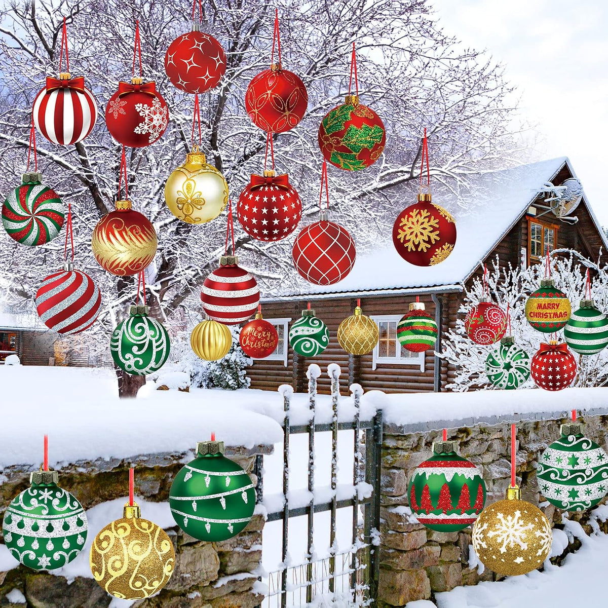 Rtteri - 30 adornos colgantes de Navidad para exteriores, estilo vi...