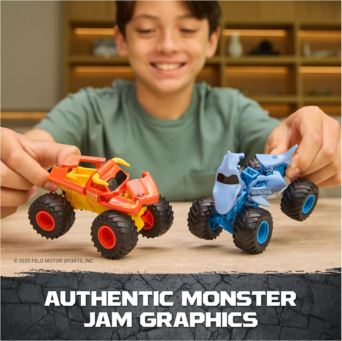 Monster Jam Smash & Bash 2-Pack Monster Trucks, Megalodon &...