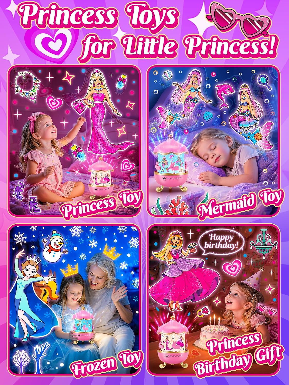 Juguetes de princesa para niñas, 【18 películas + 15 ruidos blancos】...