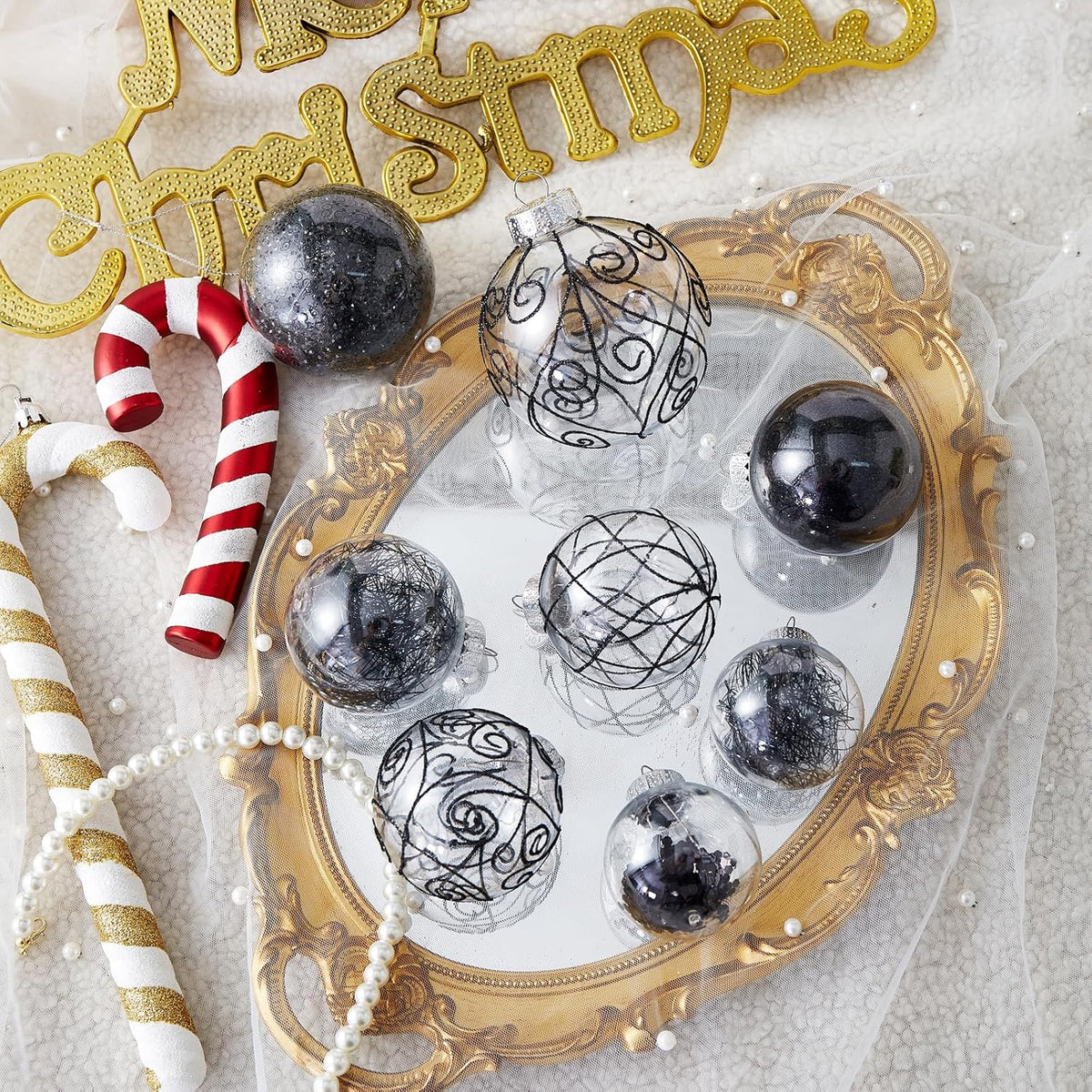 Wironlst Adornos de bola de Navidad inastillables de plástico trans...