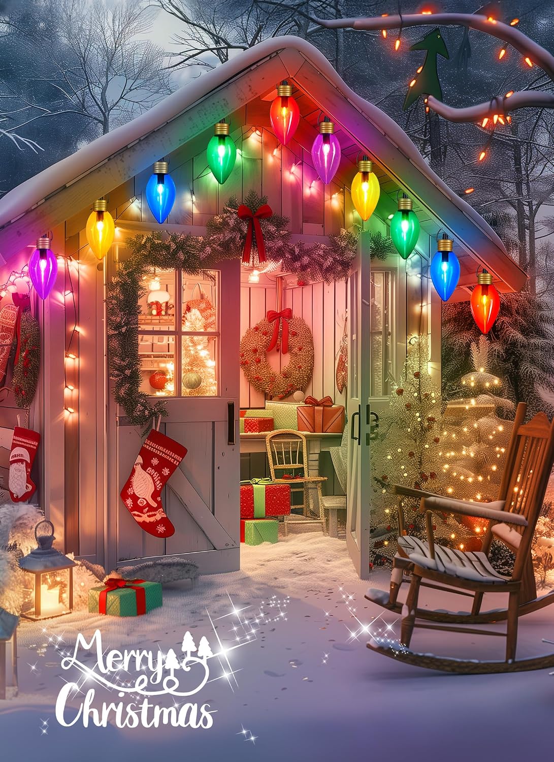 Brightown Jumbo C9 - Luces de sendero de Navidad para exteriores, 8...