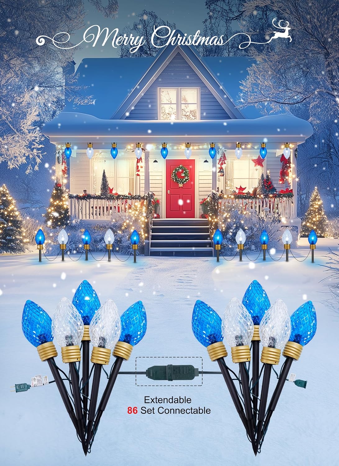 Strawberry Jumbo C9 - Luces navideñas para caminos al aire libre, p...