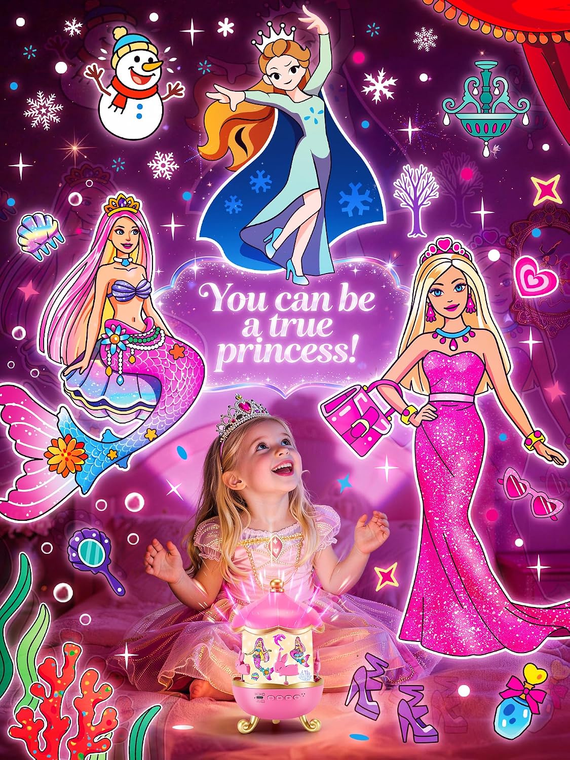 Juguetes de princesa para niñas, 【18 películas + 15 ruidos blancos】...