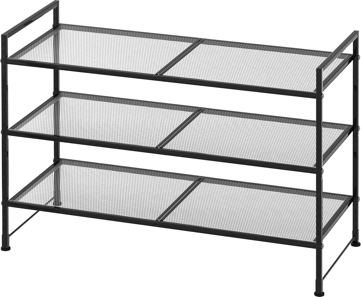 Simple Houseware Zapatero apilable de 3 niveles con rejilla, color...