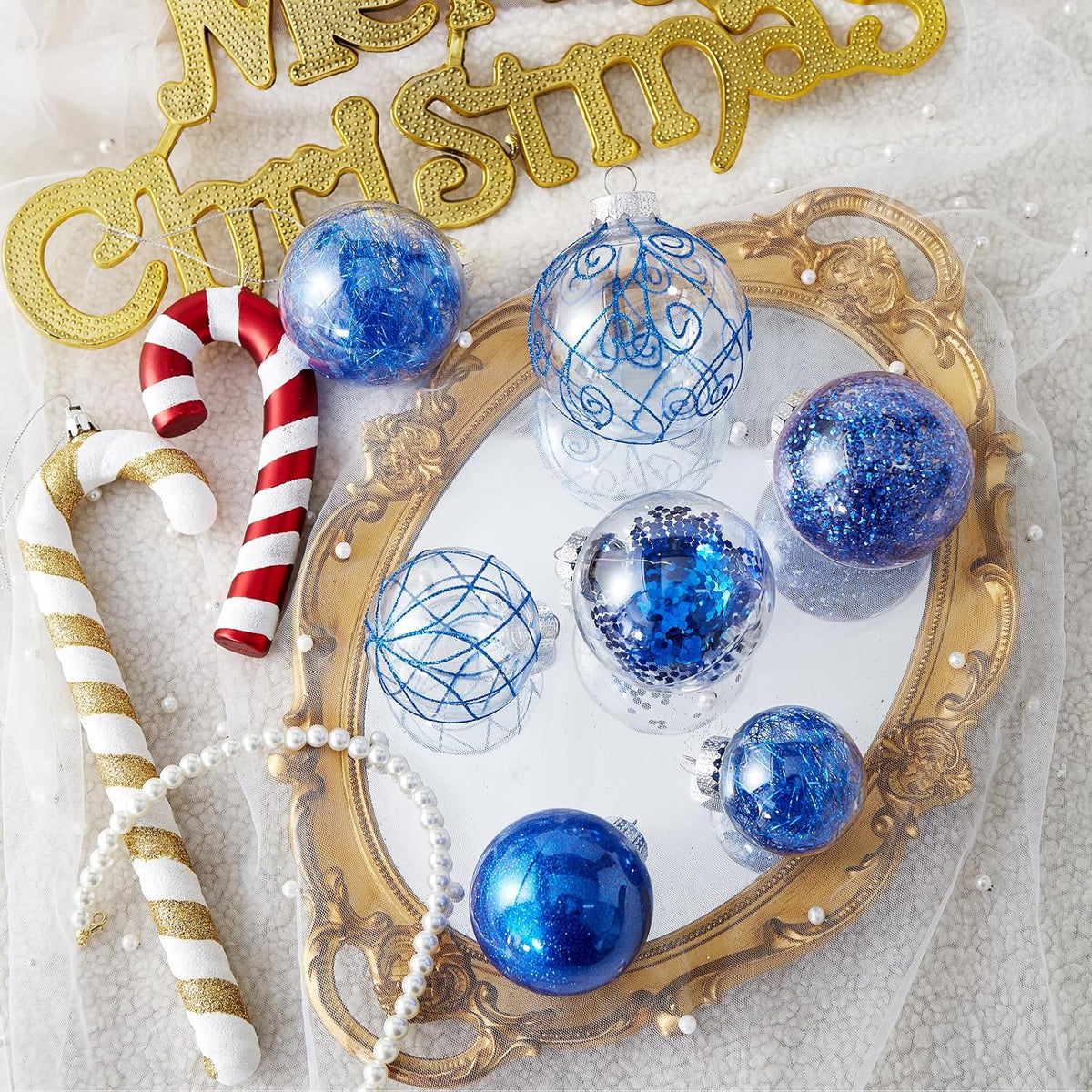 Wironlst Adornos de bola de Navidad inastillables de plástico trans...