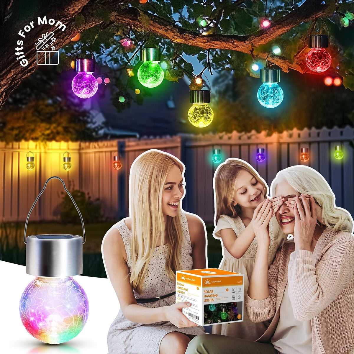 GIGALUMI Luces colgantes solares fuera de la luz solar de la decora...