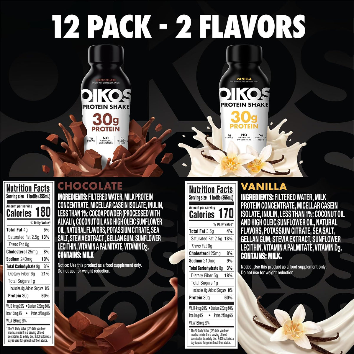 Oikos Batido de Proteína, Paquete de Variedad Exclusivo, Bebidas de...