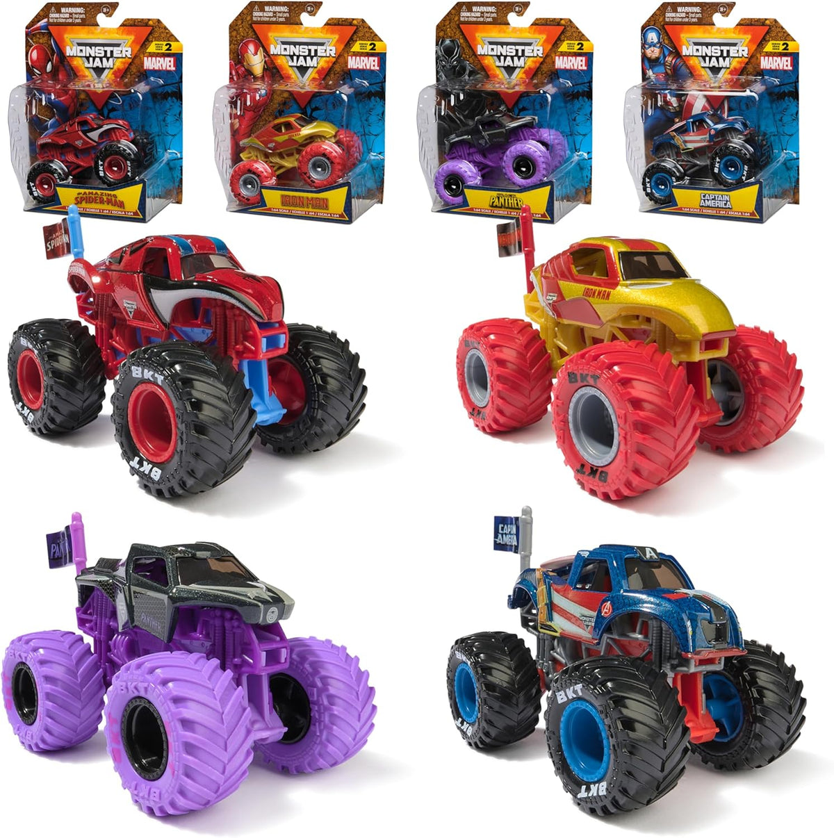 Monster Jam, Marvel - Paquete de 4 camiones monstruos fundidos a es...