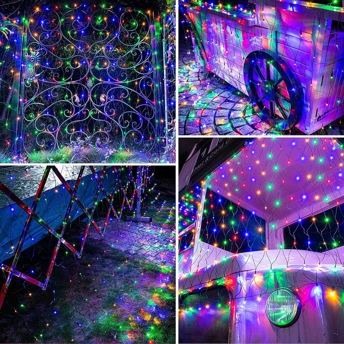 Joomer Paquete de 2 luces de red de Navidad de 12 pies x 5 pies, lu...