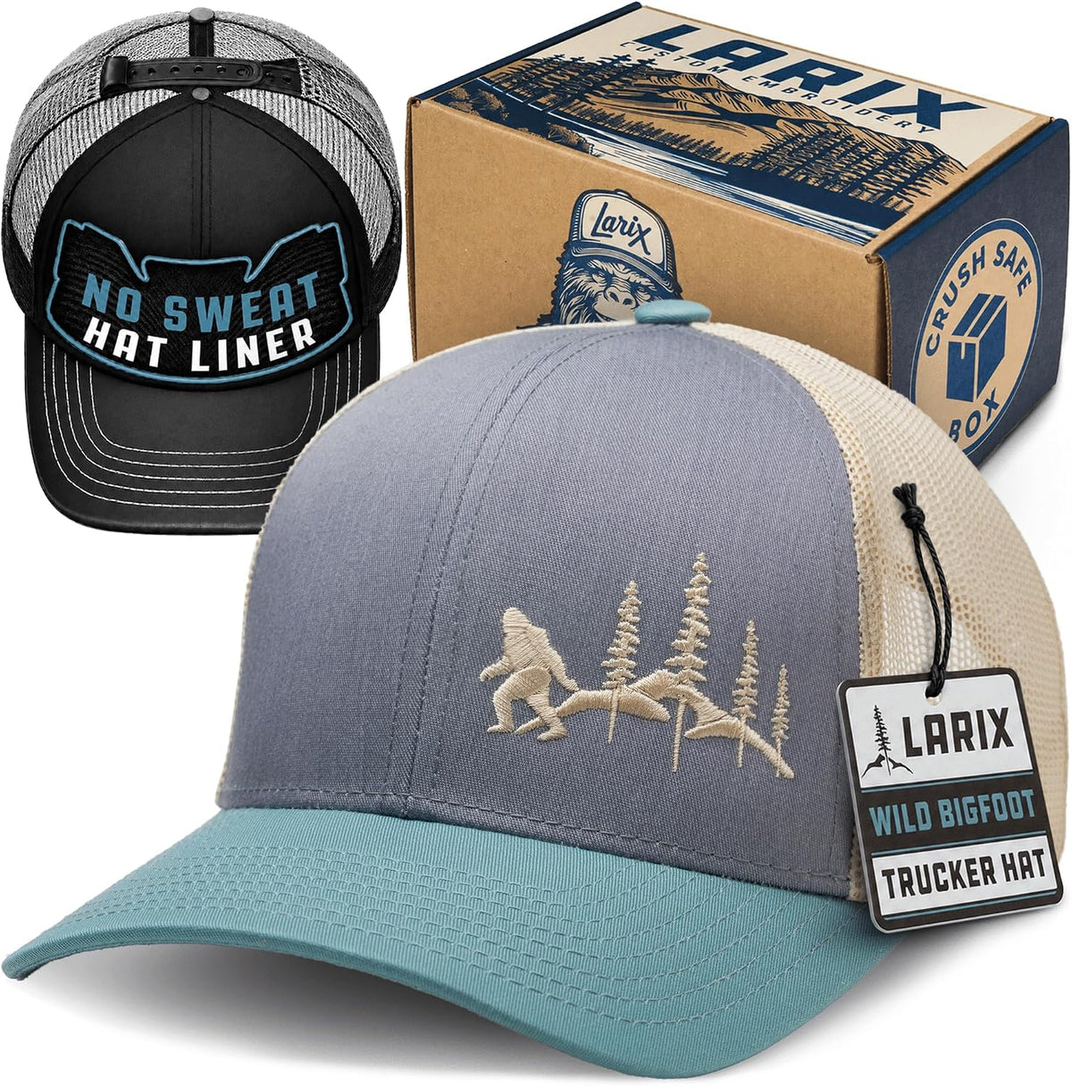 LARIX Trucker Hat Men - Gorra Snapback con parte trasera de malla t...