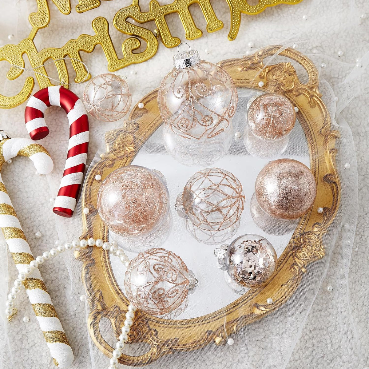 Wironlst - Adornos de bolas navideñas de diferentes tamaños, de plá...