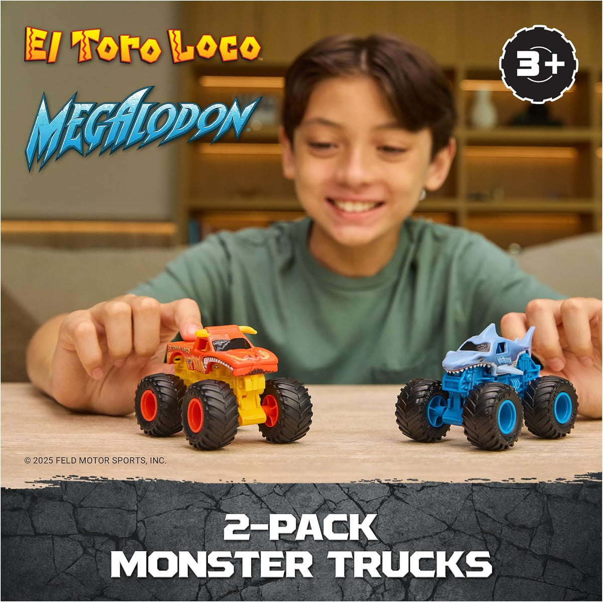 Monster Jam Smash & Bash 2-Pack Monster Trucks, Megalodon &...
