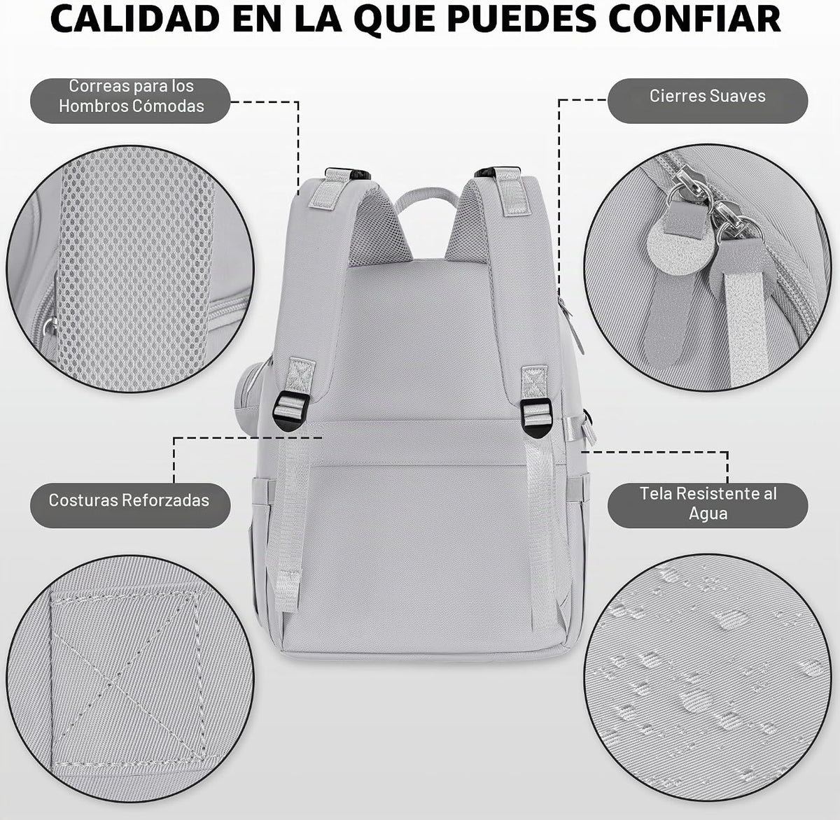 IBVIVIC Mochila para pañales con cambiador portátil, gris suave | B...