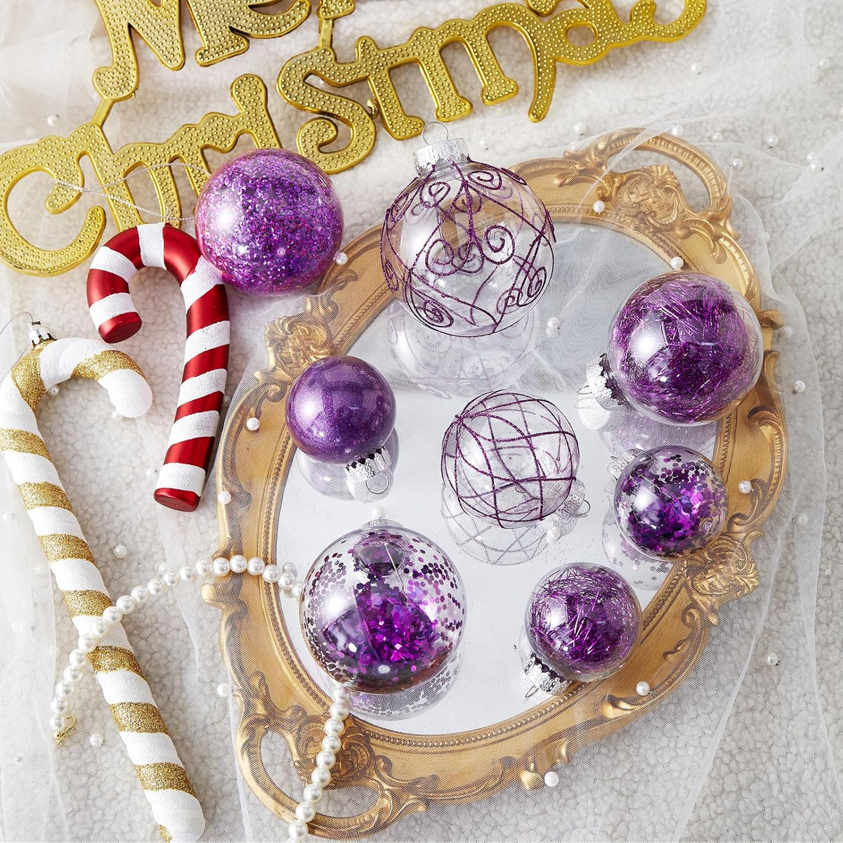 Wironlst Adornos de Bolas de Navidad Irrompibles Transparentes de P...