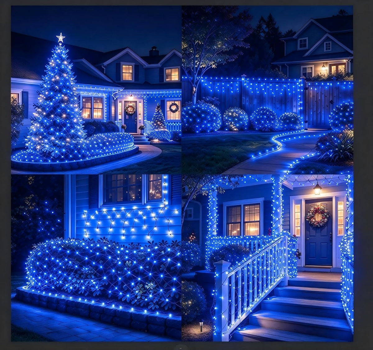Joomer Luces de red de Navidad de 12 pies x 5 pies, luces de malla...