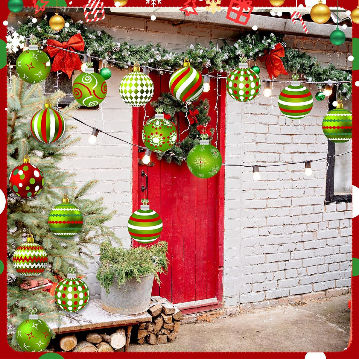 Soaoo - 36 adornos de Navidad para exteriores, color rojo y verde |...