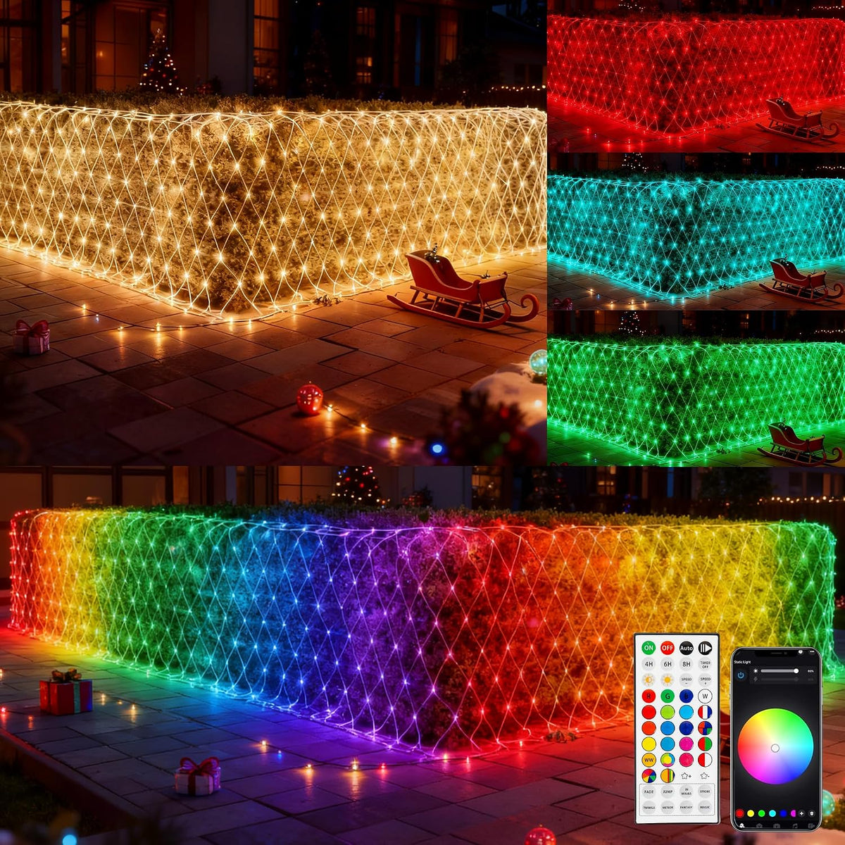 Dazzle Bright Luces inteligentes de red de 360 luces LED de Navidad...