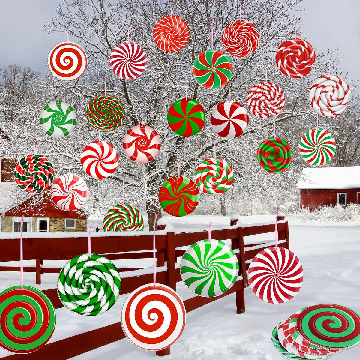Rtteri 30 piezas de dulces de Navidad para colgar en el patio de 6...