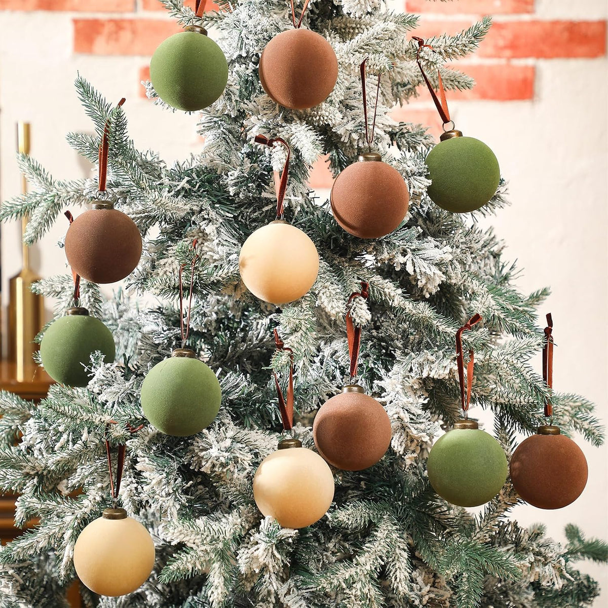 Liliful 15 Piezas Bolas de Navidad de Terciopelo a Granel Adornos d...