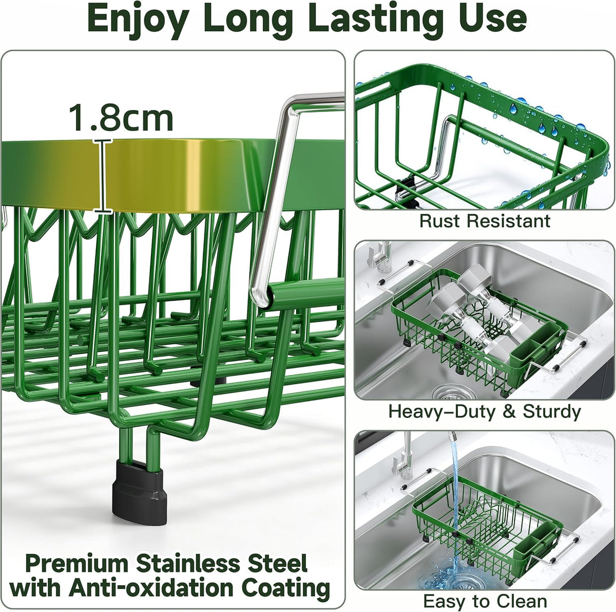 JASIWAY Mini escurridor de platos verde sobre el fregadero para apa...