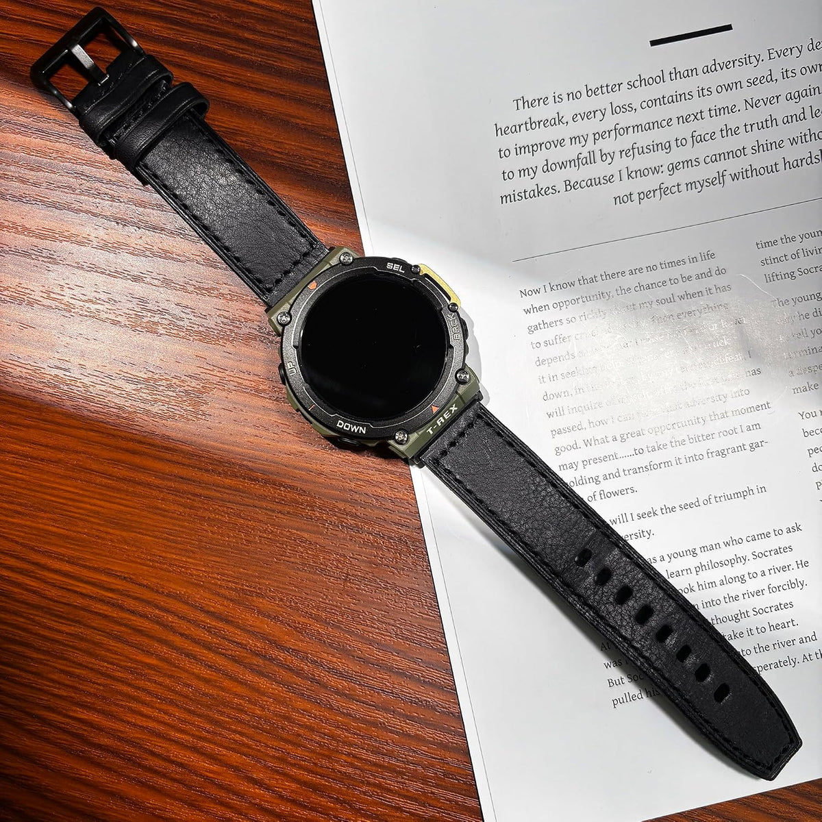 SMITHA Correa de reloj de cuero genuino compatible con Amazfit T-Re...