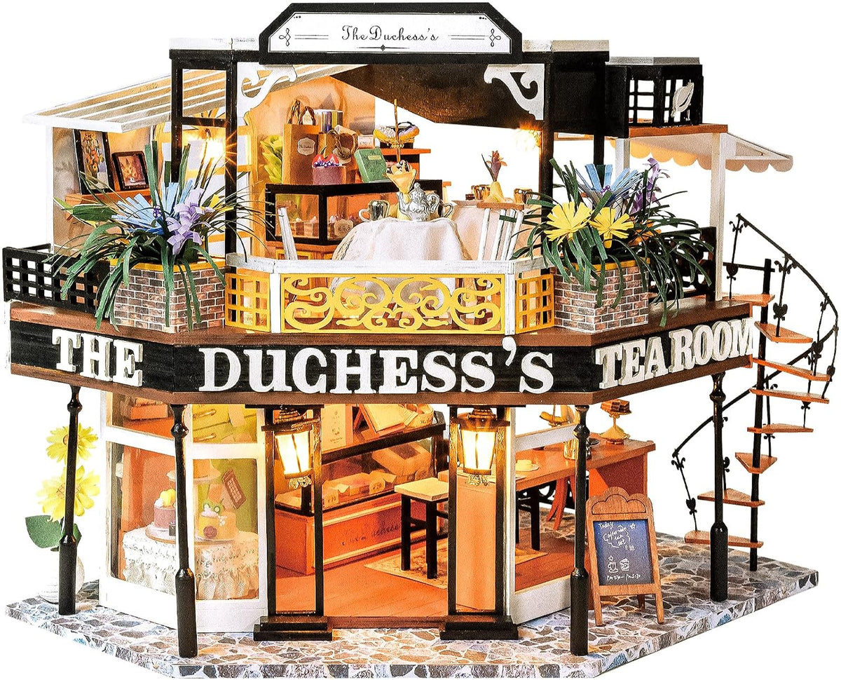 CUTEBEE Casa de muñecas en miniatura con muebles, kit de casa de mu...