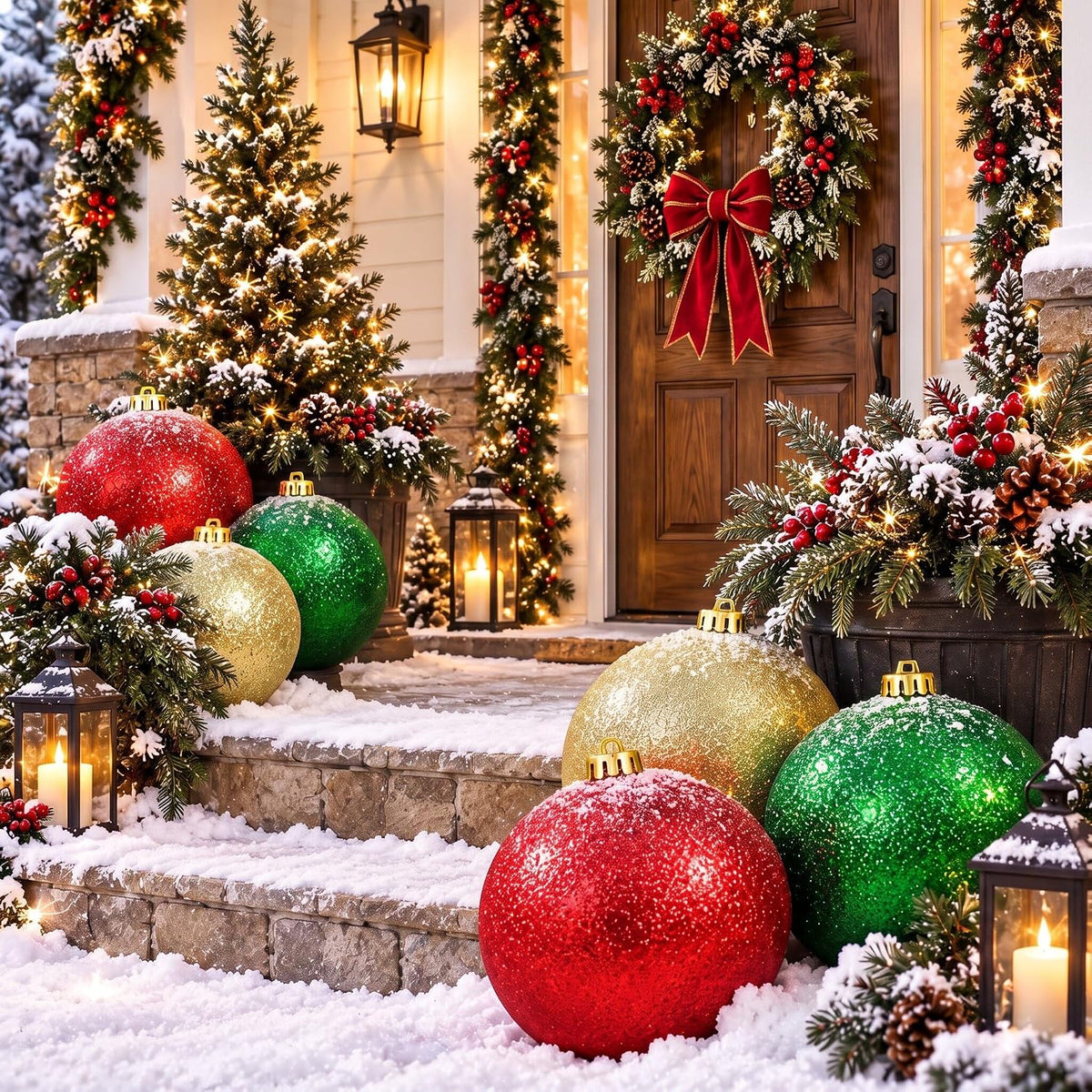 Deekin - Paquete de 8 bolas de adornos de Navidad extra grandes, co...
