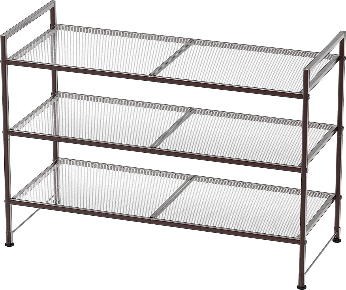 Simple Houseware Zapatero apilable de malla de 3 niveles, bronce |...