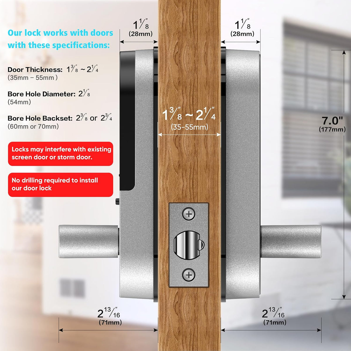Cerradura de puerta inteligente con huella digital con asa y teclad...