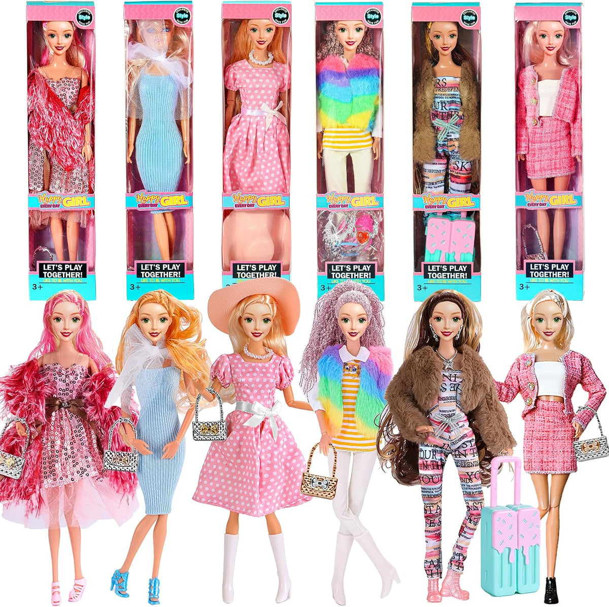 iBayda - Juego de 6 muñecas American Toy Prinecess de 11,5 pulgadas...