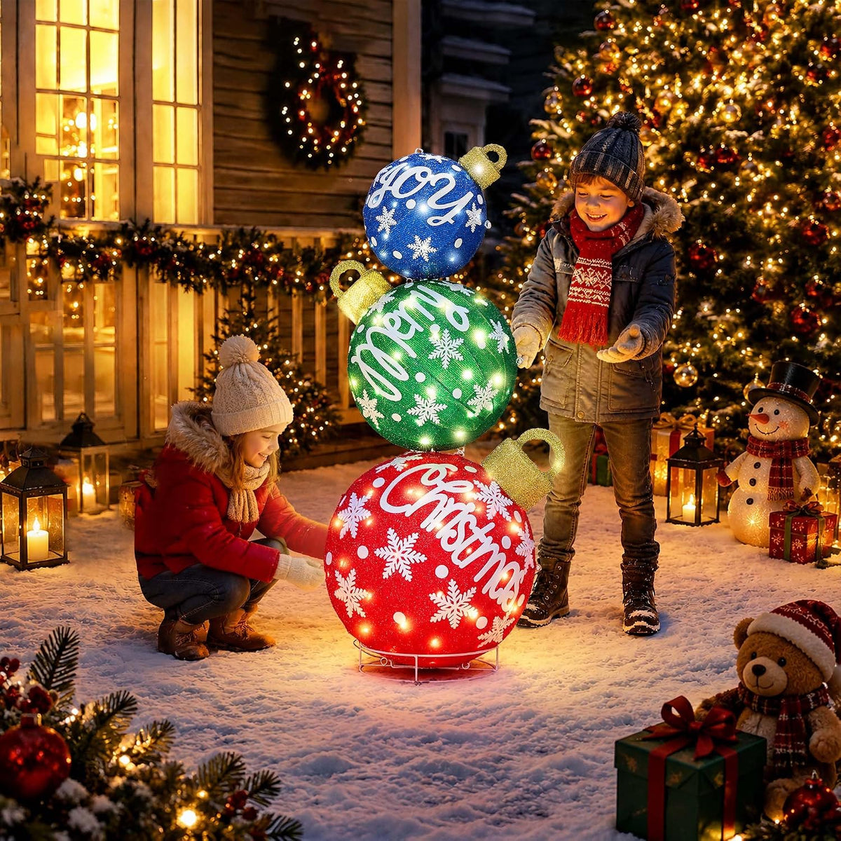 Bola iluminada de 40 pulgadas para decoración navideña al aire libr...