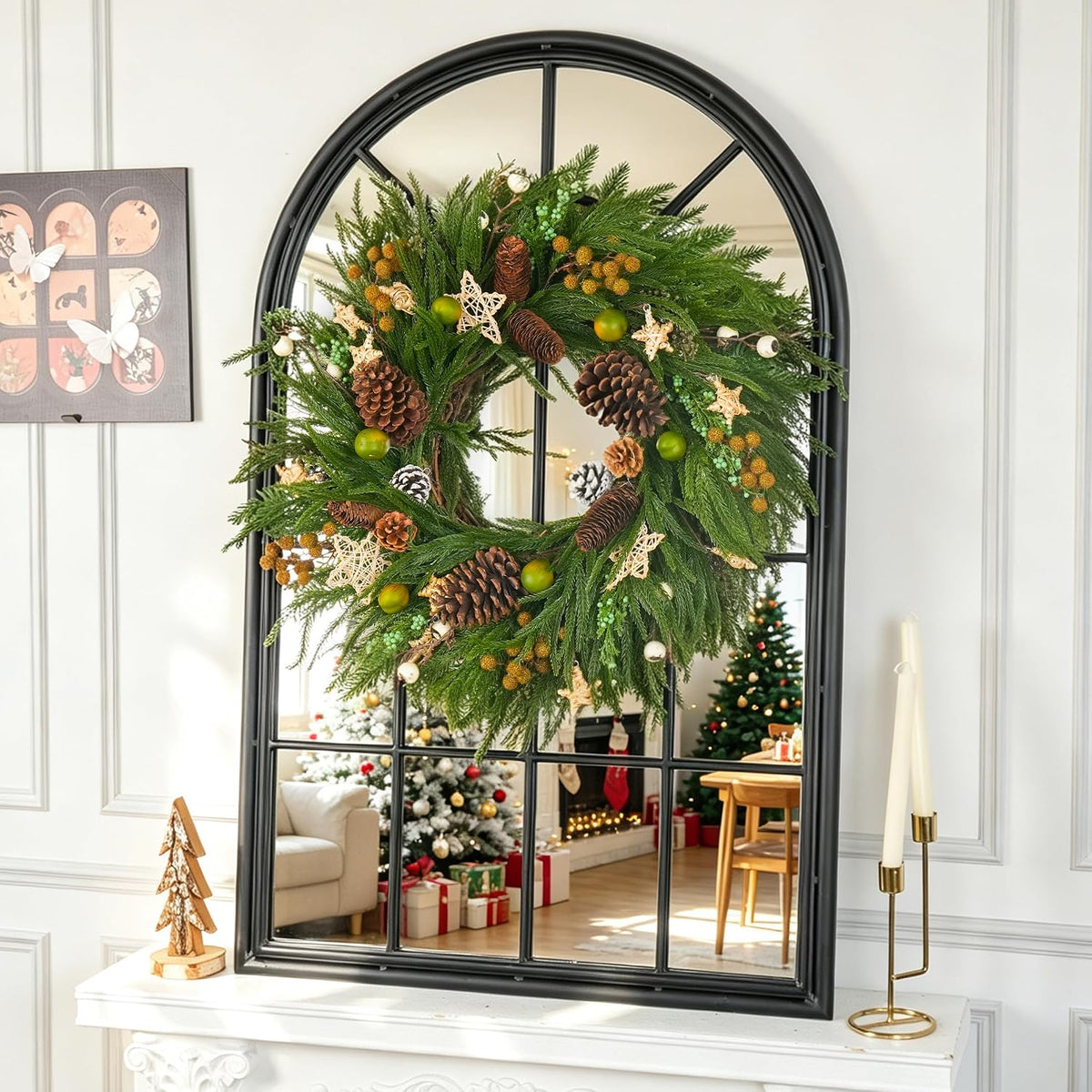 Corona de Navidad de 24 pulgadas con luces, coronas de Navidad | No...
