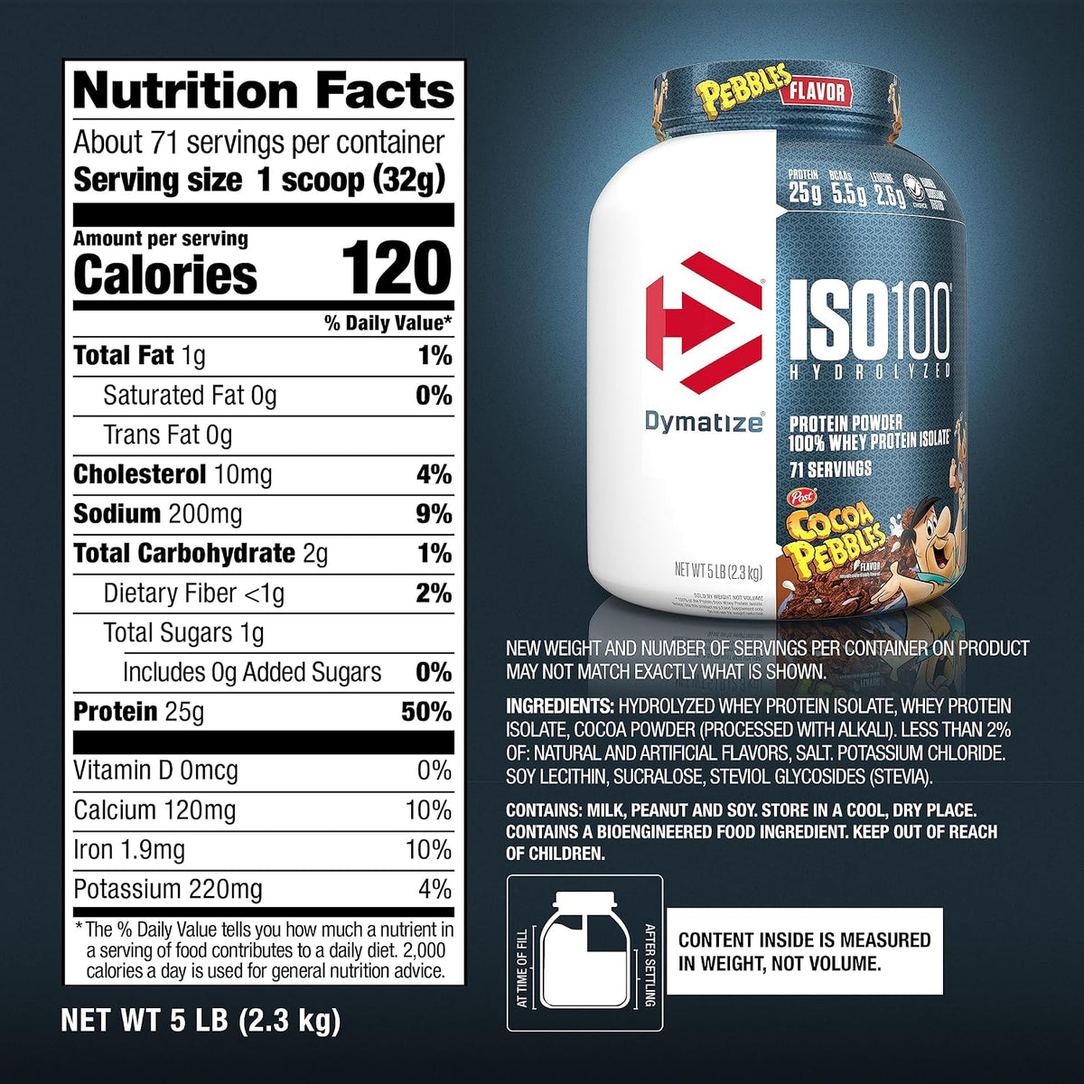 Dymatize Proteína en polvo ISO100, 100% aislado de suero de leche |...
