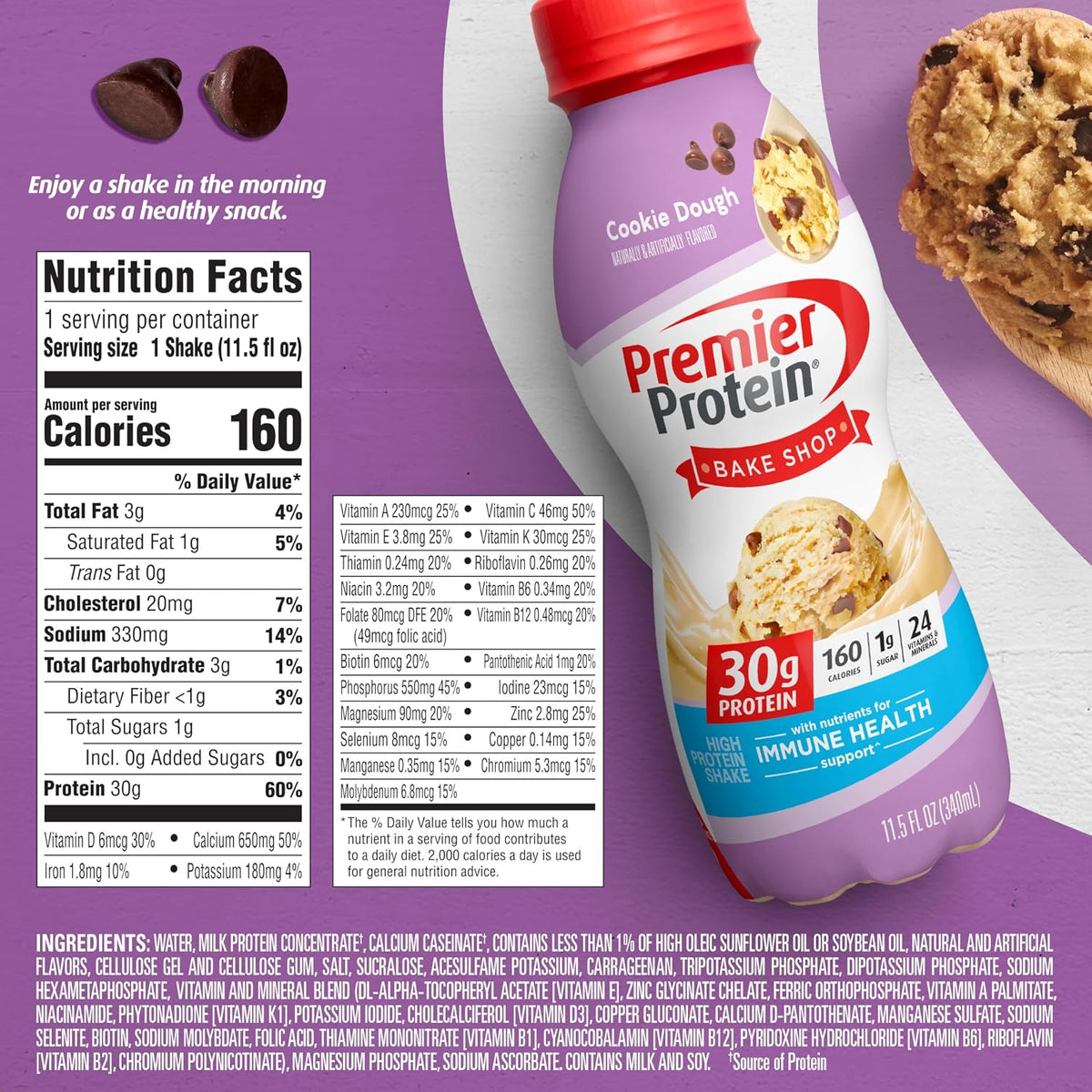 Premier Protein Batido, masa de galletas, 1.06 oz de proteína, sin...