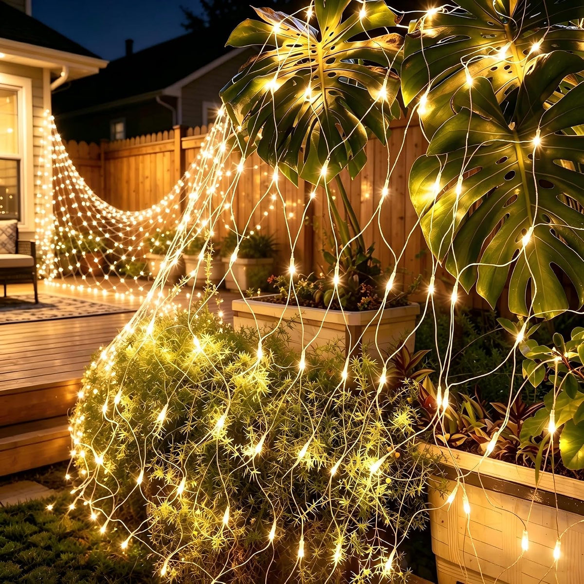 Joomer Luces de red de Navidad de 12 pies x 5 pies, luces de malla...