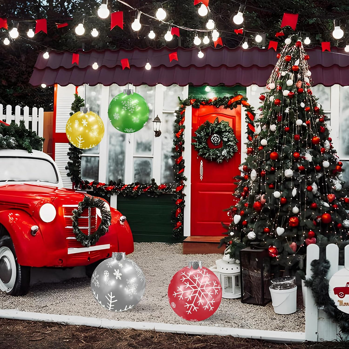 YHFUISK 10 piezas de decoraciones navideñas para exteriores, copos...