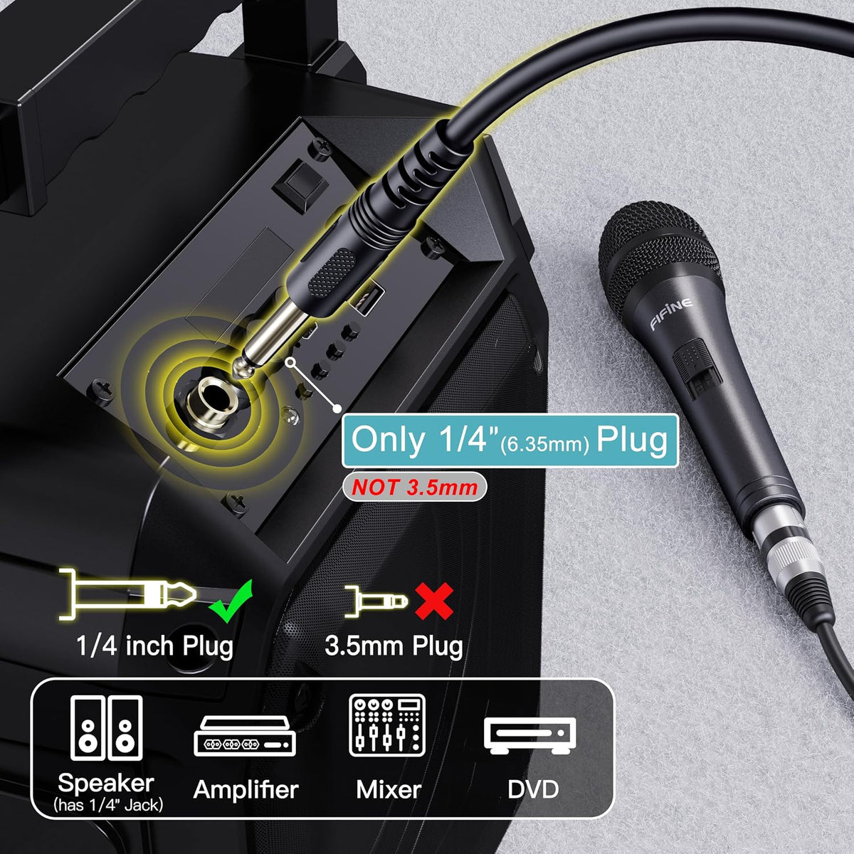Micrófono de karaoke FIFINE K6 con conector 1\/4\u201D, micrófono v...