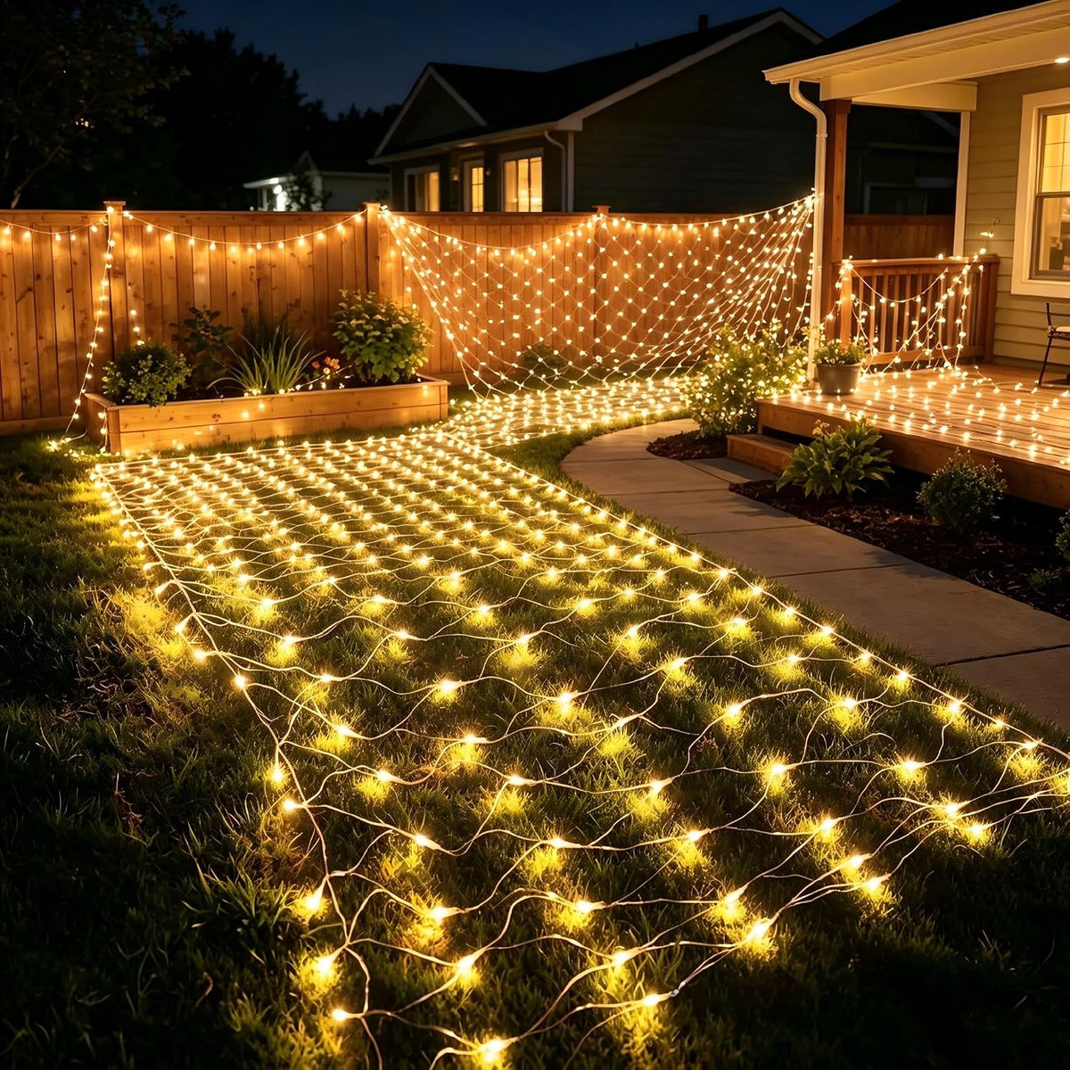 Joomer Paquete de 2 luces de red de Navidad de 12 pies x 5 pies, lu...