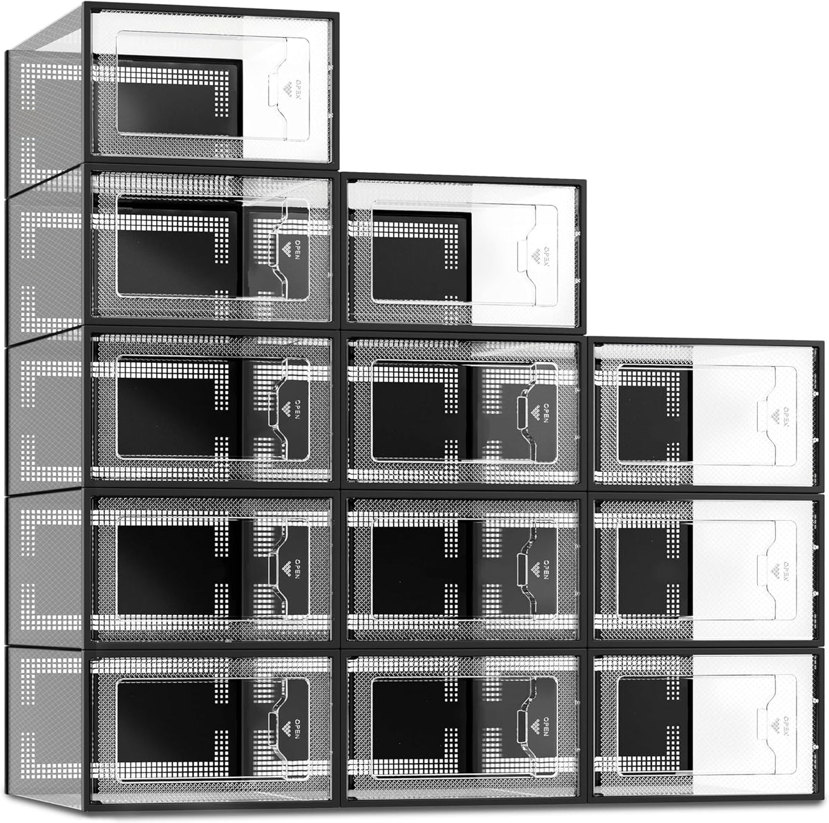SEE SPRING Caja de zapatos de plástico moderna negra extragrande, p...