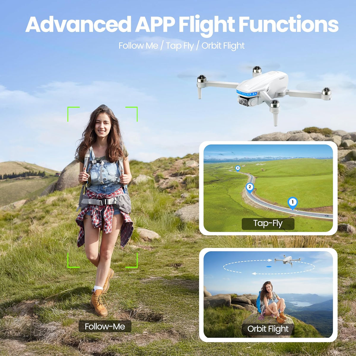 PLEGBLE Drones con cámara para adultos 4K, dron GPS, retorno automá...