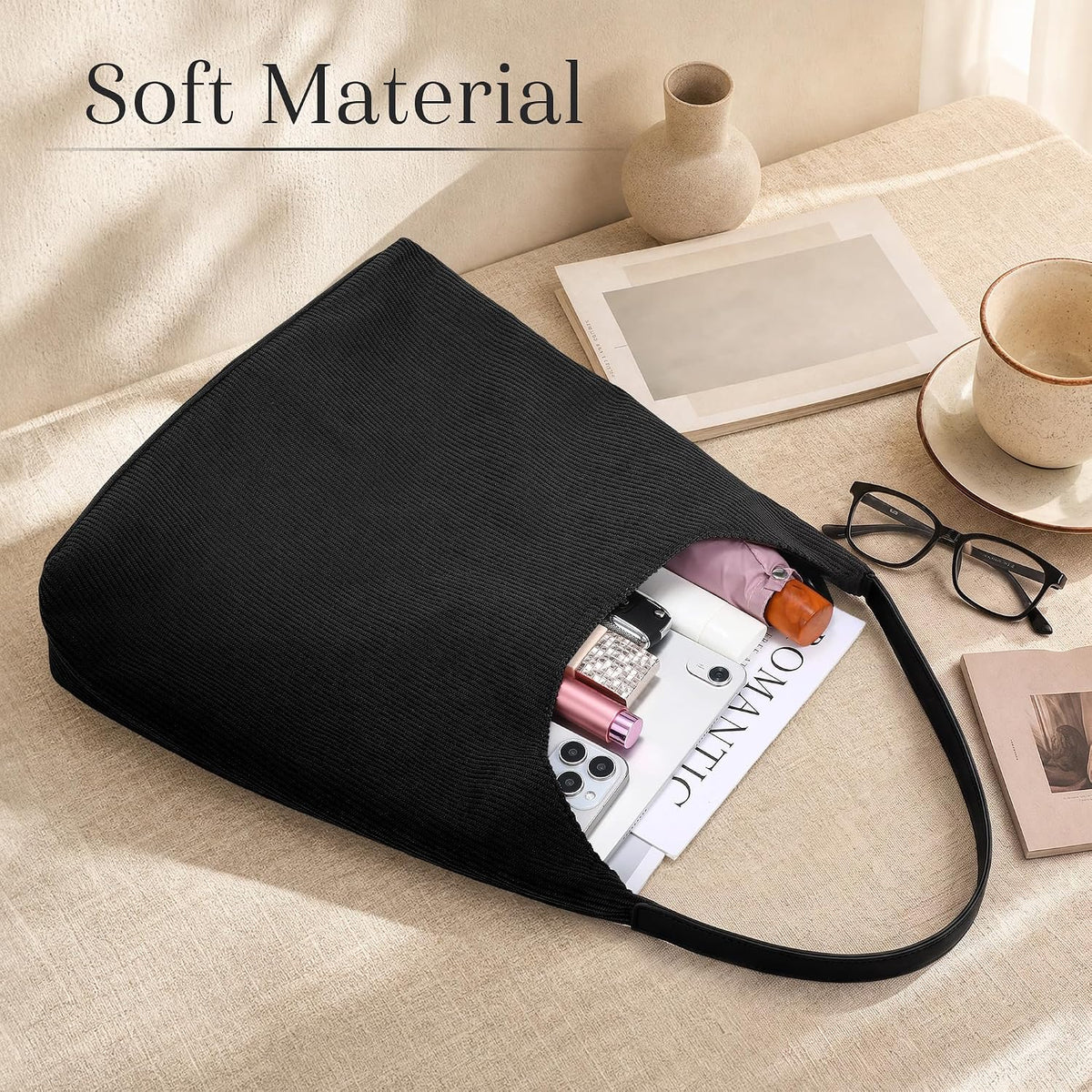 XquiziFit Bolso Hobo para mujer, bolsa de mano de pana holgada para...
