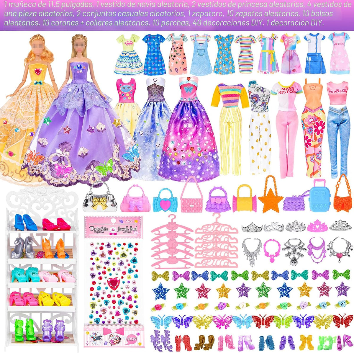 iBayda 91 muñecas de niña de 11.5 pulgadas con ropa, accesorios y a...