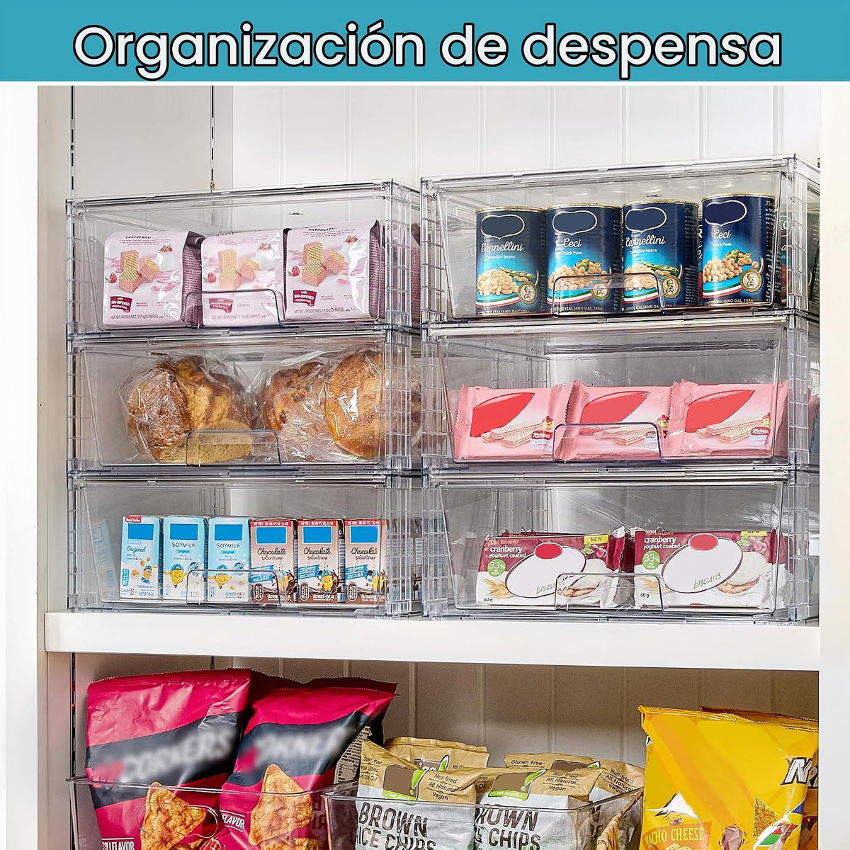 Vtopmart Paquete de 8 cajones de almacenamiento apilables transpare...