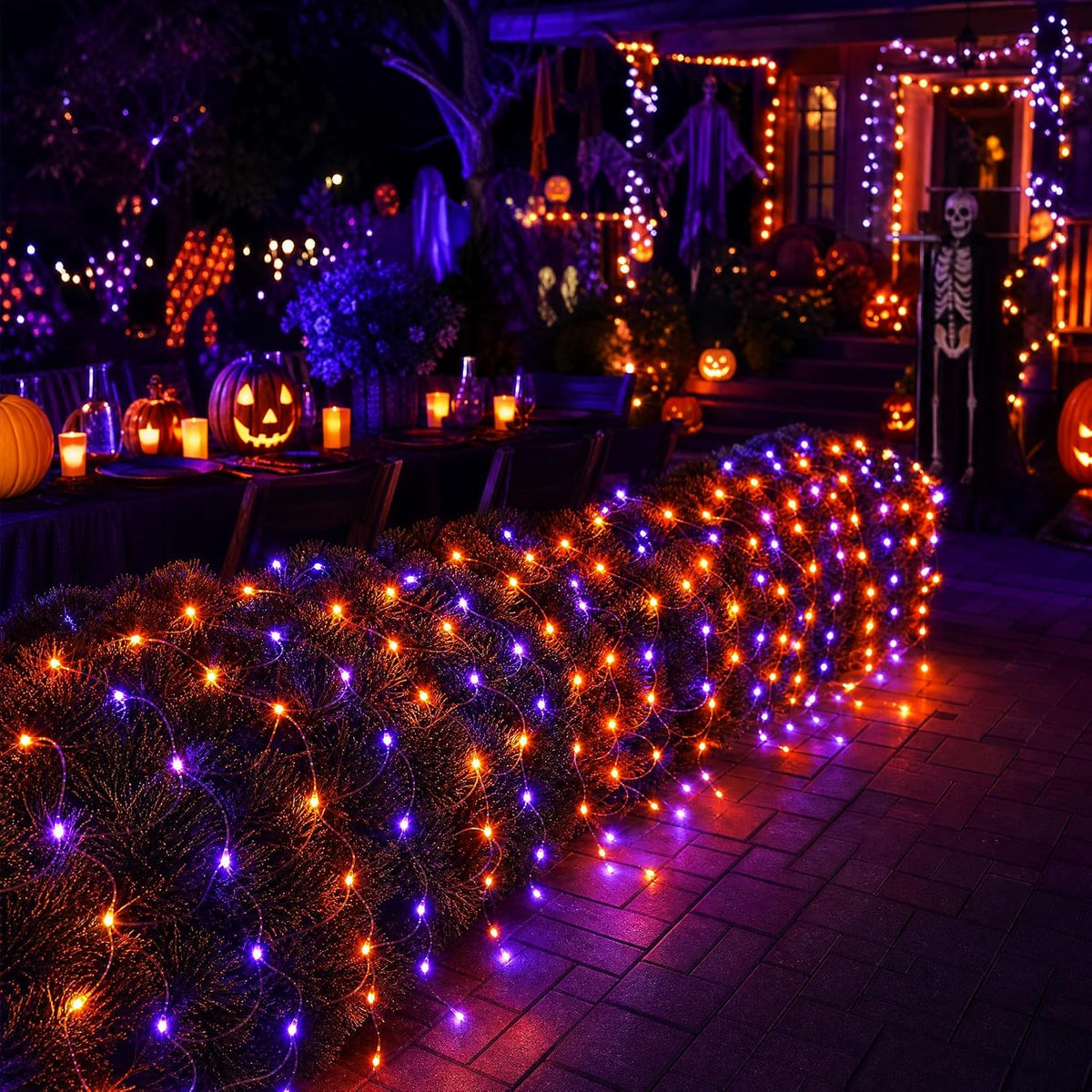 Dazzle Bright 360 luces LED de red de Halloween, 12 pies x 5 pies,...