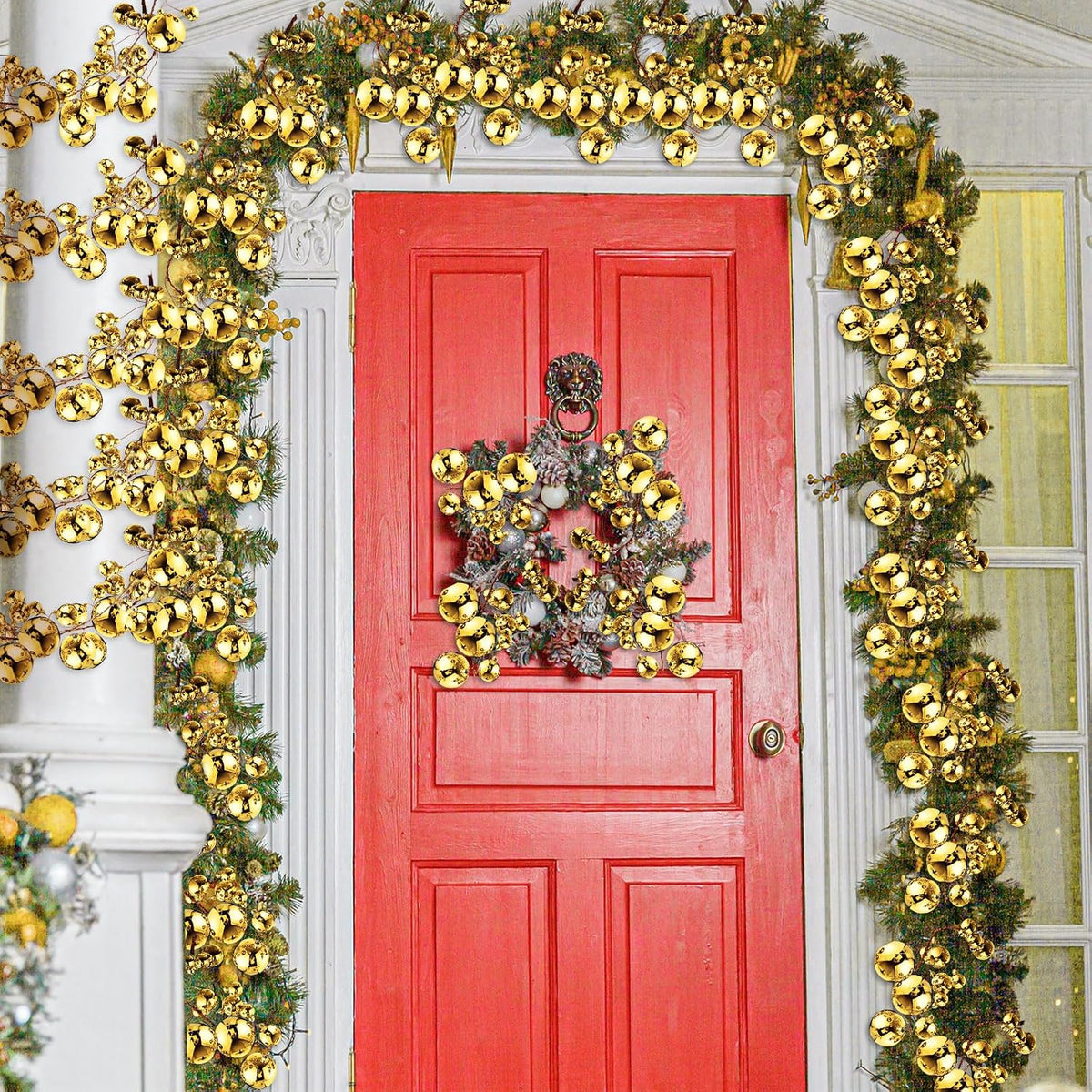 Yuxung - 2 guirnaldas de bolas de Navidad de 6 pies, color dorado |...
