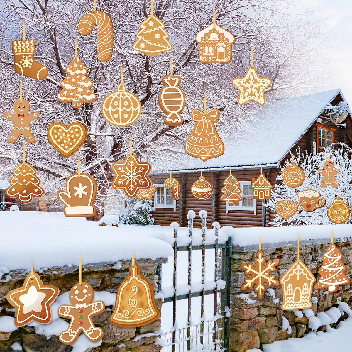 Rtteri 30 piezas de decoración navideña de casa de jengibre a grane...
