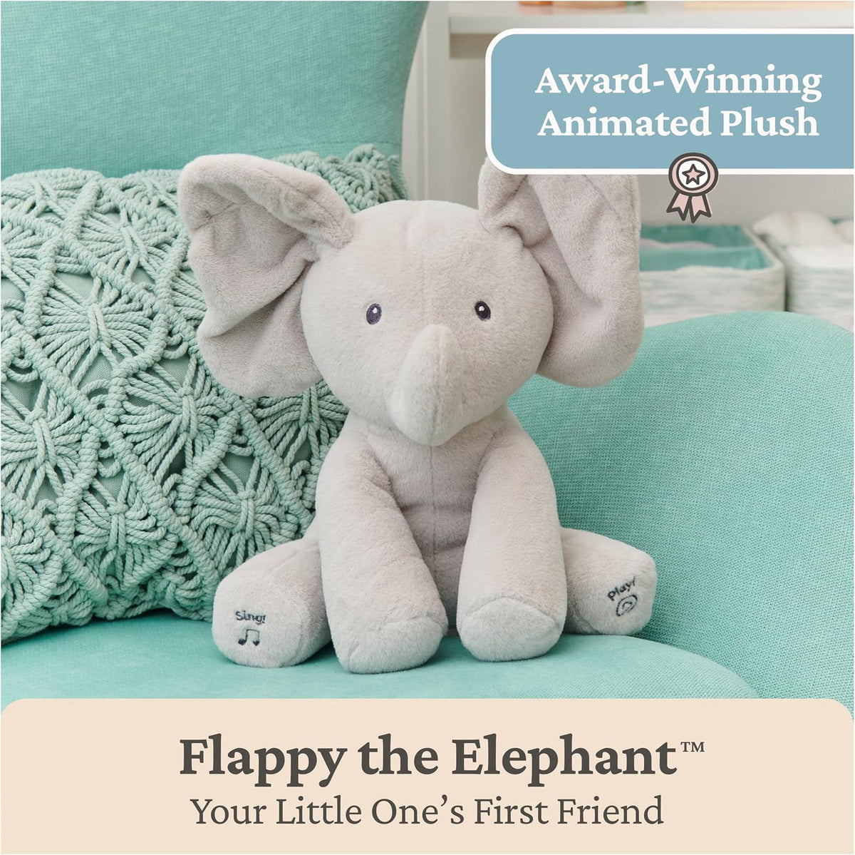 GUND Baby Flappy Elephant - Juguete musical animado interactivo de...